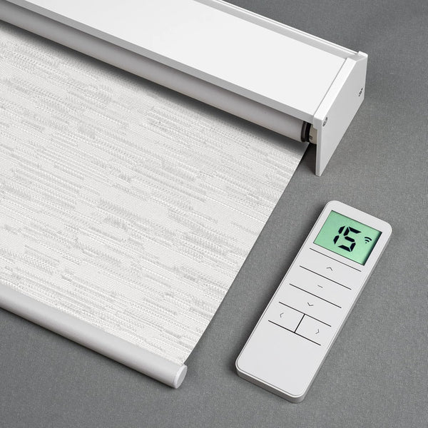 Motorized Roller Shade with Remote Control, Blackout Electric Shades for Windows Compatible with Alexa Google via Hub, Rechargeable Smart Window Blind Customized Size (Texture White)